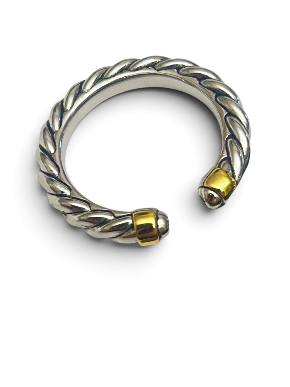 David Yurman 925 Sterling Silver 14K Gold 585 Twisted Cable Designer Ring Size 8